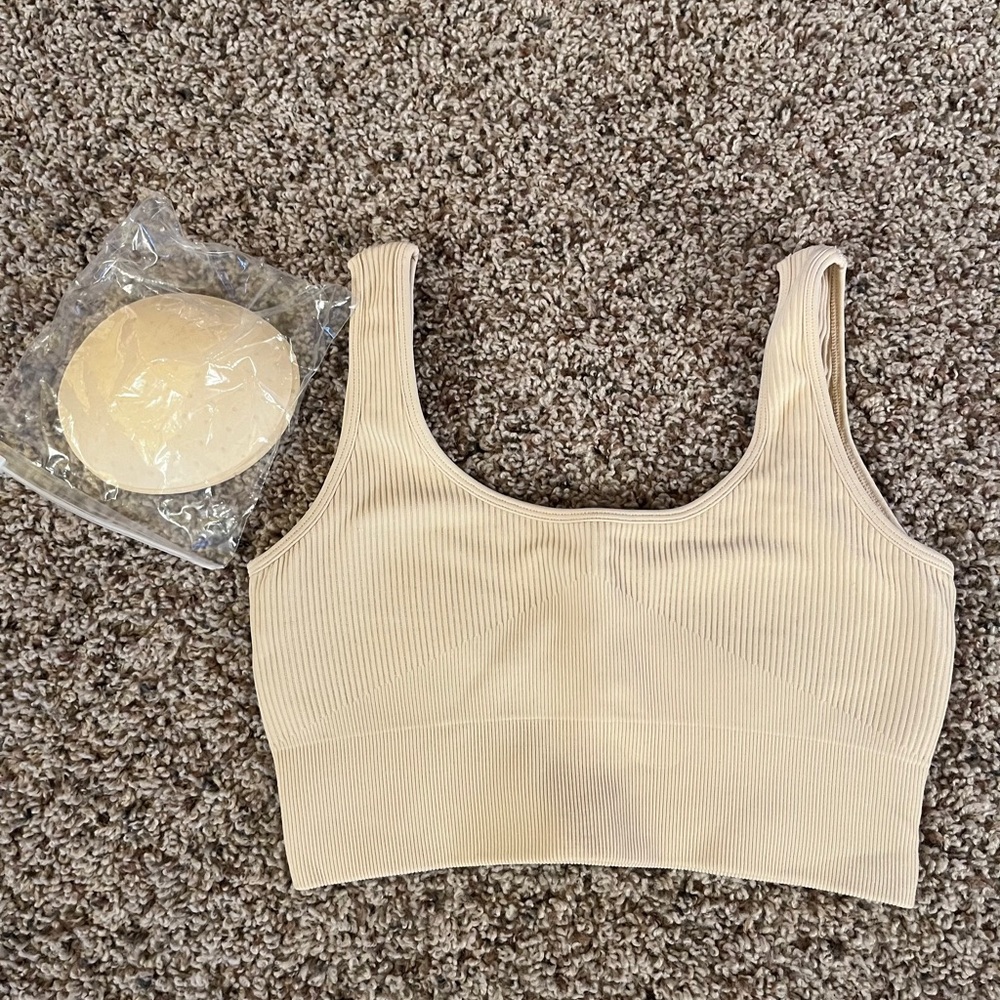 Born Primitive Beige Ribbed Crop Tank Top